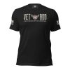 A black Men's Vet Bod - Like a Dad Bod But With Pain T-shirt featuring the phrase "Vet Bod.