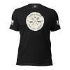 A black Men's Low & Slow Grilling Tee with an image of a cross and an arrow.