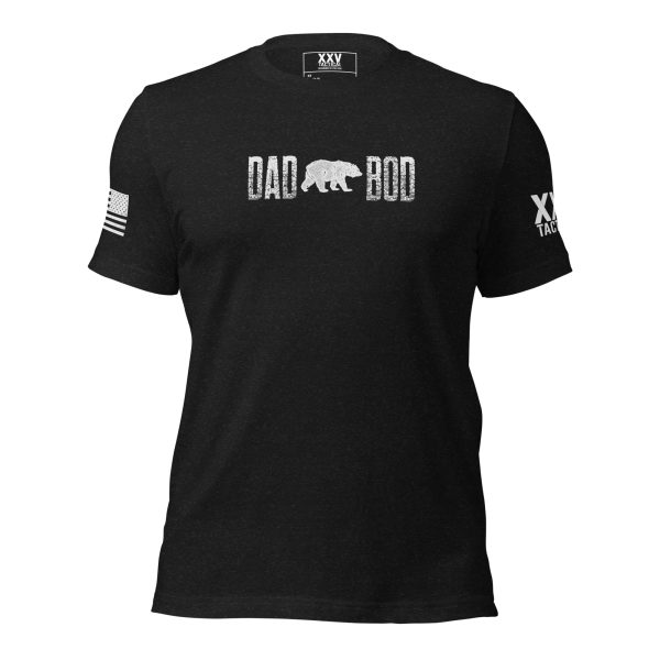 A black Dad Bod tee shirt.