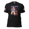 A vintage black Men's 'At The Ready' Vintage WWII Tee with an image of a soldier holding an American flag from WWII.