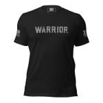 A black Men's Warrior T-Shirt with the word warrior on it.