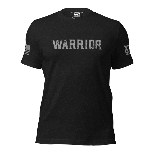 A black Men's Warrior T-Shirt with the word warrior on it.