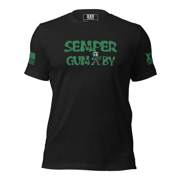 A Men's Semper Gum-by Tee that proudly displays the phrase "Semper Gum-by".