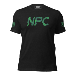 A men's black Men's NPC Graphic Tee with the word NPC on it.