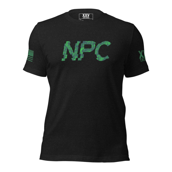 A Women's black Women's NPC Graphic Tee with the word npc on it.
