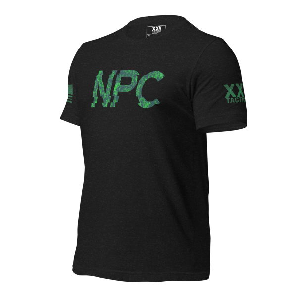 A men's black Men's NPC Graphic Tee showcasing the word npc.