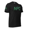 A Men's NPC Graphic Tee featuring the word NPC on a black t-shirt.