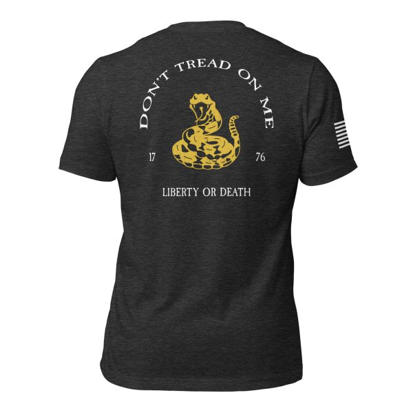 Men's Don't Tread On Me Tee featuring a bold yellow snake design.