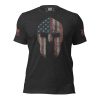 A Men's American Spartan T-Shirt with an American flag on it.