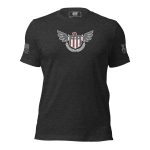 A black Men's Eagle T-Shirt with eagle wings on it.