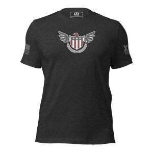 A black Men's Eagle T-Shirt with eagle wings on it.