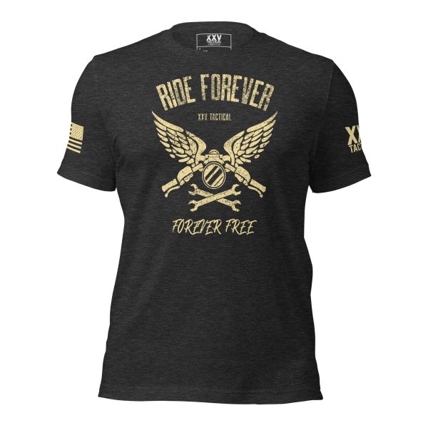 A black Men's Ride Forever - Forever Free Tee with the words ride forever on it.