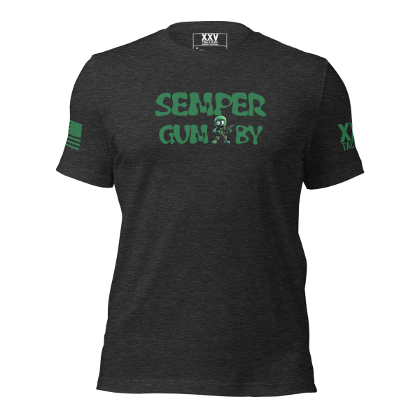 A Women's Semper Gum-by Tee with the phrase "Semper Gum-By" on it.