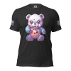 A black Women's Halloween Bear Tee featuring a bear holding an American flag, perfect for women.