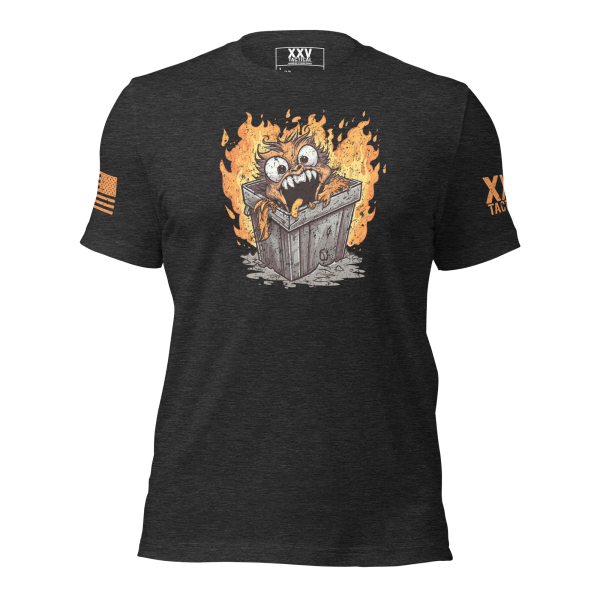 A Men's Dumpster Fire Tee, perfect for men who love a dumpster fire.