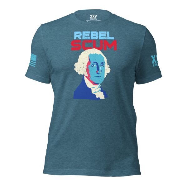 A Men's Rebel Scum G.W. Graphic Tee featuring the phrase "Rebel Scum" alongside an image of George Washington.