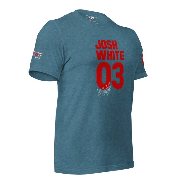 A Women's Josh White Racing #03 Tee featuring the initials "JW" in white color, with the number "03" printed beneath it.