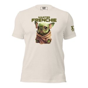 A Women's Master Frenchie T-Shirt with a baby yoda on it.