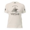 A Men's Vintage Born Salty Tee featuring an image of a ship and an American flag.