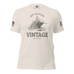 A Men's Vintage Born Salty Tee featuring an image of a ship and an American flag.
