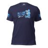 A navy Women's Do I Look Like I Care T-shirt with a bear on it that says do i love you.
