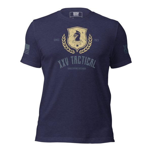 A Men's Unrelenting Defender tee shirt with the word tactical on it.