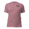 A pink t-shirt with the word NYC on it, featuring the XXV Tactical Thin Blue Line.