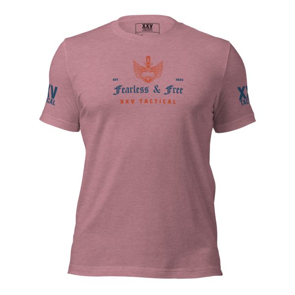 A Women's Fearless & Free Tee pink t-shirt.