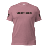 A pink Women's Volun-told Tee with the word voluntold on it.