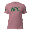 A pink Women's NPC Graphic Tee with the word NPC on it.
