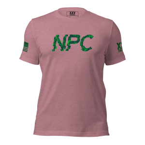 A pink Women's NPC Graphic Tee with the word NPC on it.
