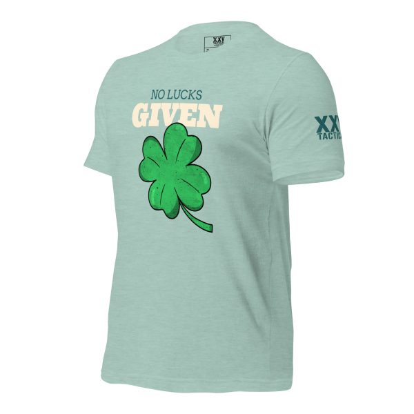 Women's No Lucks Given Tee with shamrock design.