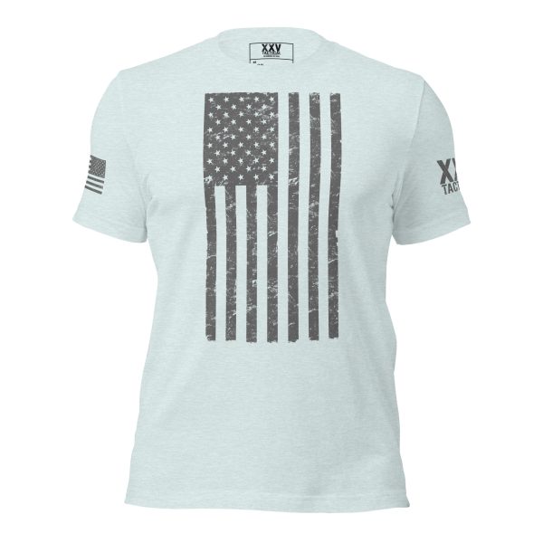 A light blue Women's American Flag tee shirt.