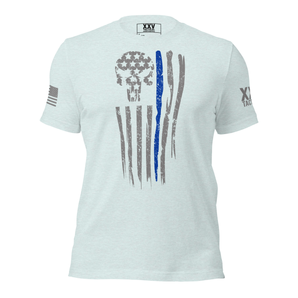 Women's Thin Blue Line Skull Flag T-Shirt