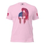 A pink Women's American Spartan T-Shirt.