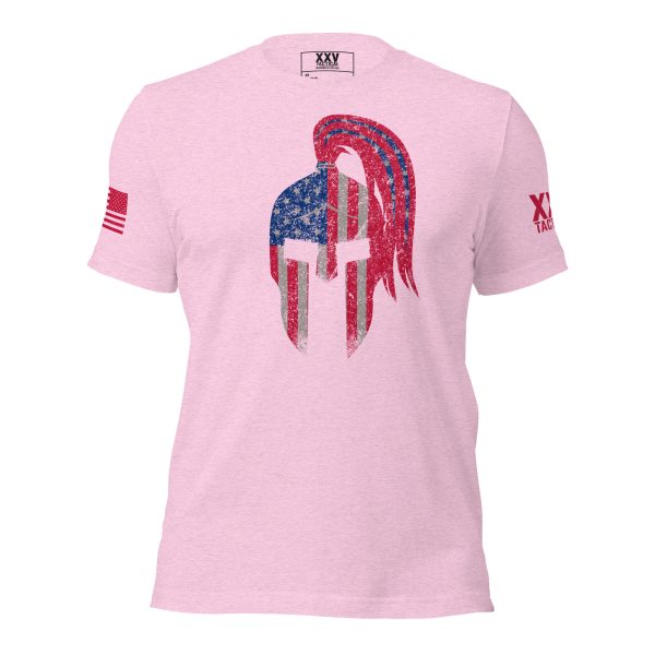 A pink Women's American Spartan T-Shirt.