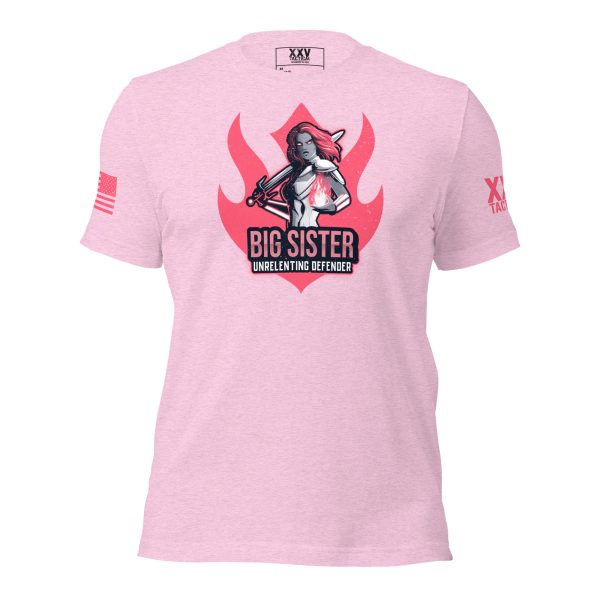 An Big Sister - Unrelenting Defender Tee with the words "Big Sister" printed on it.