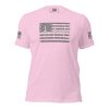 A Women's Thin White Line Healthcare & EMT Tee with an American flag on it.