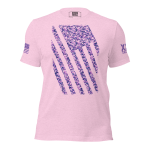 A Women's Distressed Digital Flag Tee featuring a digital American flag.