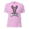A pink t-shirt with the word Protector Warrior Mother, portraying the wearer as a protector.