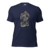 A Men's St. Michael Defend us in Battle Tee featuring an image of a demon, inspired by St. Michael and his role in defending us in battle.