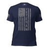 A Women's Distressed Flag Veteran T-Shirt, prominently displaying the word "veteran".