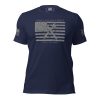 A men's Blue Collar Patriot Tee with an American flag on it.