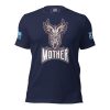 A navy t-shirt with the word Protector Warrior Mother, a fierce and protective warrior, boldly printed on it.