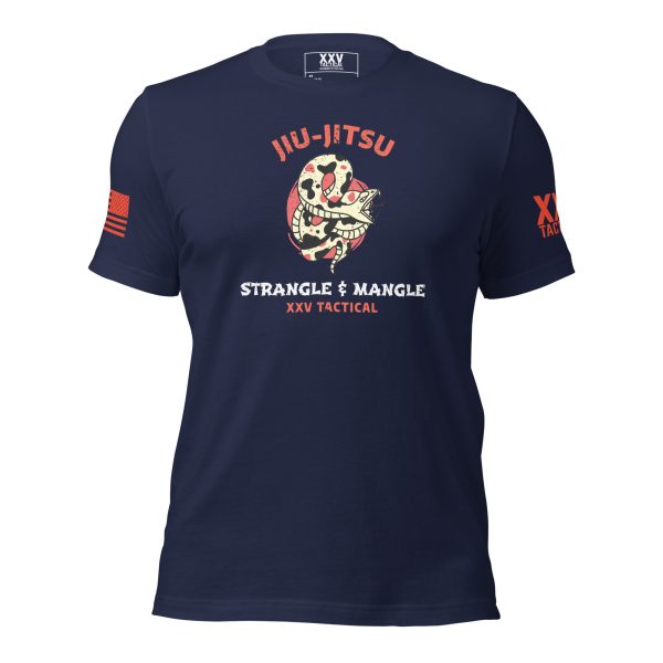 Get strangled and mangled on the mats with this Men's Jiu-Jitsu Tee (Strangle & Mangle), perfect for those who love to strangle their opponents.