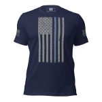 A Men’s Thin Blue Line Flag Tee with a Thin Blue Line.