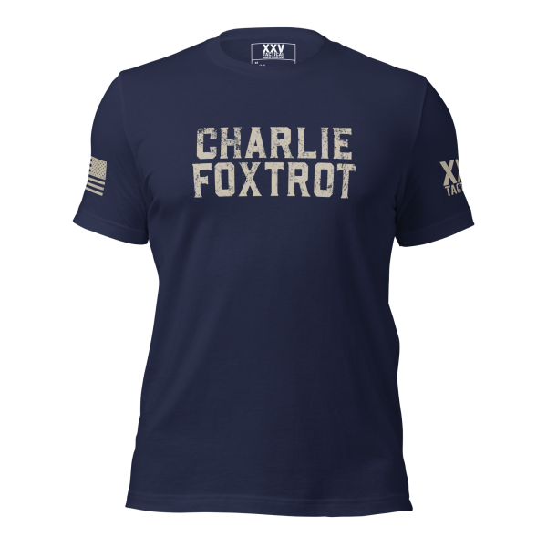 The Men's Charlie Foxtrot Tee in navy.