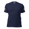 A Men's Crew Neck T-Shirt with an American flag on the front.