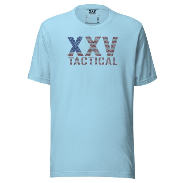 A light blue XXV Tactical Patriot Tee.