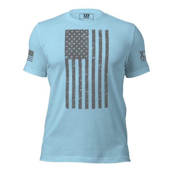 A Men's Men's American Flag Tee in light blue.